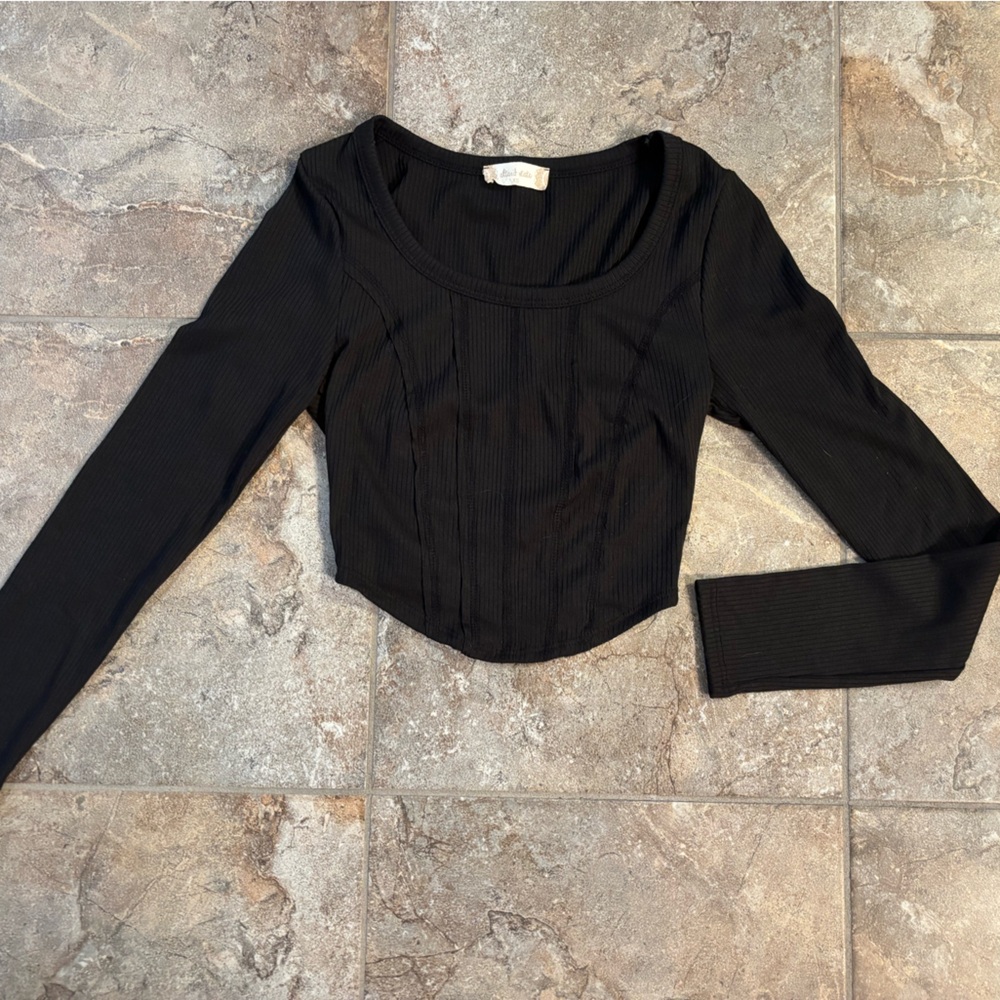 Altar'd State Black Ribbed Bodysuit